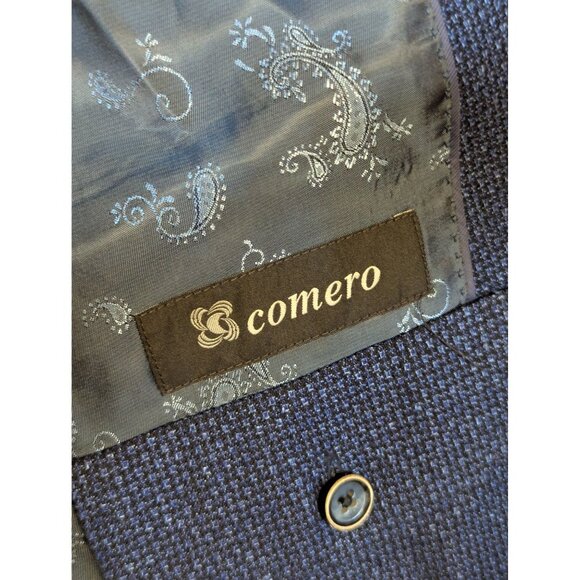 Joseph Abboud Mens Blue Houndstooth Blazer Size 40S Linen & Wool Blend Professio - Picture 3 of 7